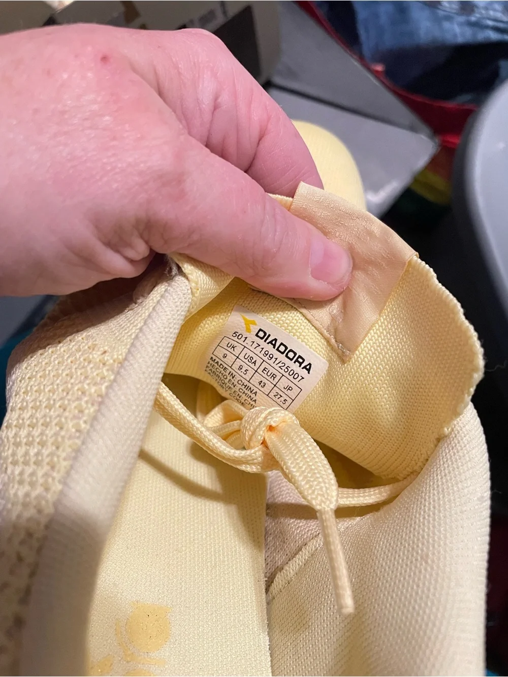 Diadora Pale Yellow Knit Athletic Sneakers